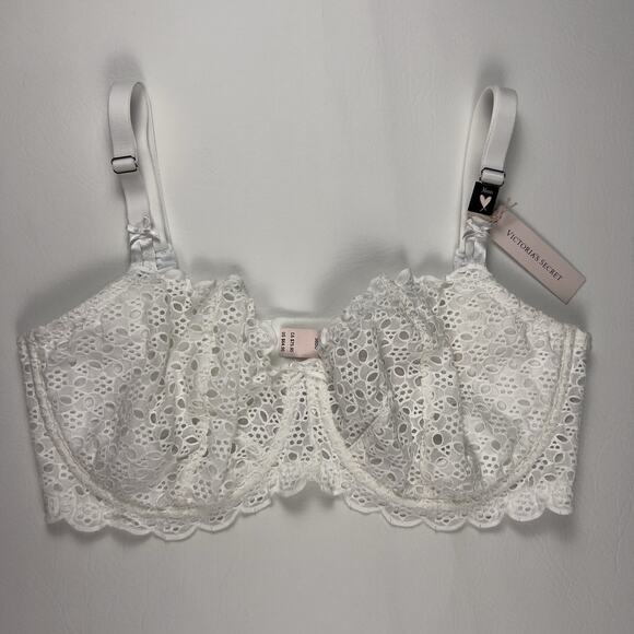 Victoria's Secret Dream Angels White Eyelet Unlined Uplift Sling Bra 36DD NWT - Picture 1 of 6